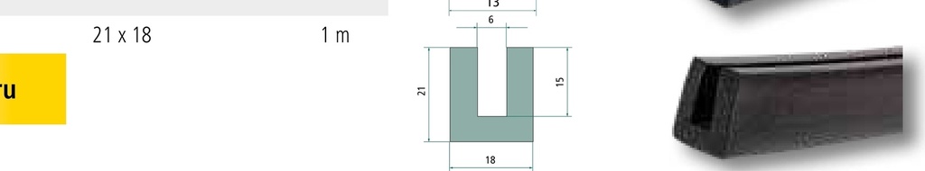 Profil din cauciuc - Lungimea rolei: 50 m Material EPDM, negru