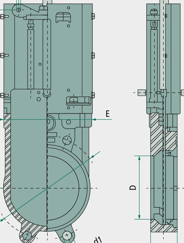 MZ Robinet cu disc Art.0120F/0571, 4" 4" cu cilindru pneumatic cu acțiune dublă și contact cu lamă Art. 0571