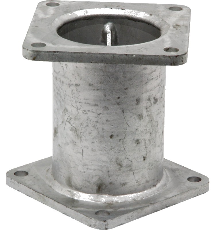 Țeavă de distribuție - zincată, lungimea de asamblare 165 mm, îmbinare flanșă 45°, distanța dintre găuri 120 x 120 mm+ 1