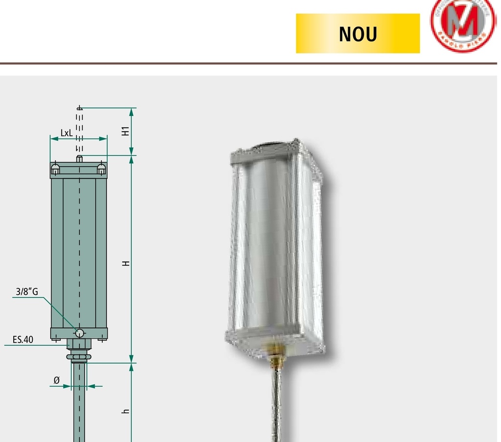 MZ Cilindru pneumatic Art.0585 potrivit pentru Art. 0090 0095", 0100" si 0105"