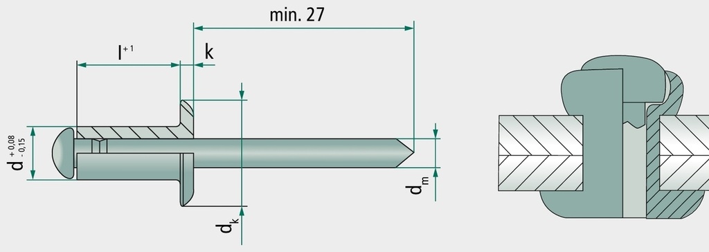VE 500 Nituri oarbe cu cap plat 4,8x16 16 mm