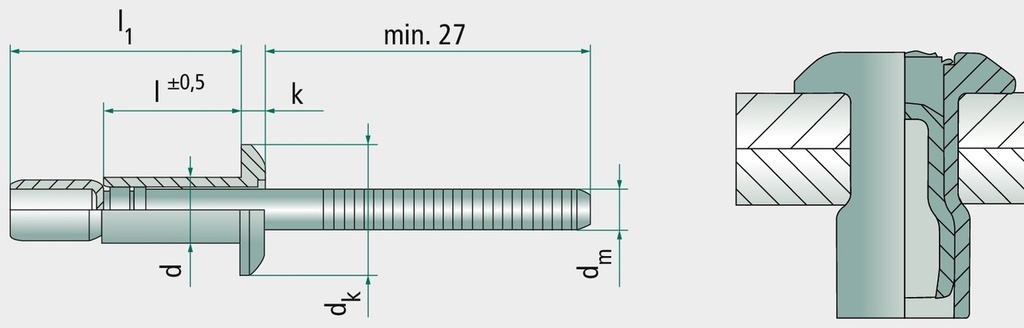 VE 250 Nituri oarbe cu cap plat 6,4x19 19 mm