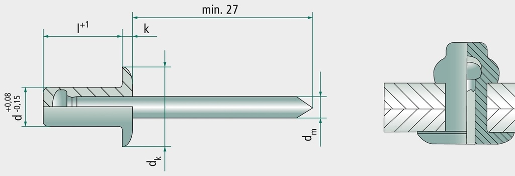 VE 500 Nituri oarbe cu cap plat 4,8x14,5 14,5 mm