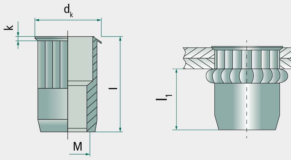 VE 250 Piulite cu cap inecat M10 13,0 mm