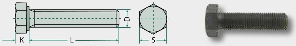 Surub hexagonal M16x70 DIN 960 70 mm