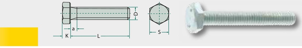 Șurub cap hex. M12x45 DIN 933, 50 45 mm