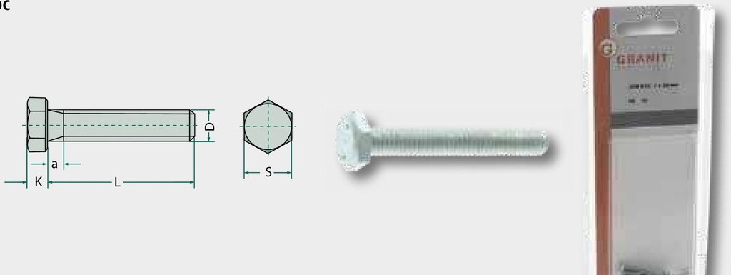 Blister Surub hexagonal M5x12 DIN 933 12 mm