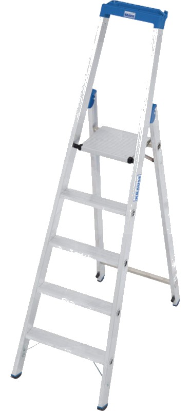 KRAUSE Scara Stabilo Scara robustă cu trepte din aluminiu cu carcasă multifuncțională și găleată cu carlig pentru uz pro