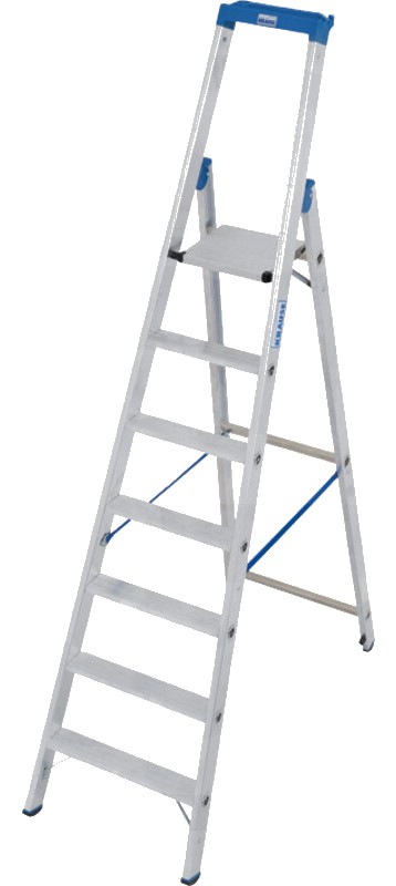 KRAUSE Scara Stabilo Scara robustă cu trepte din aluminiu cu carcasă multifuncțională și găleată cu carlig pentru uz pro