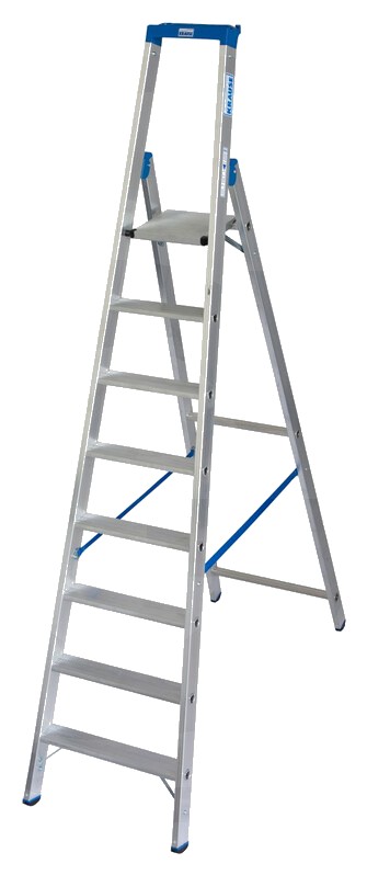 KRAUSE Scara Stabilo Scara robustă cu trepte din aluminiu cu carcasă multifuncțională și găleată cu carlig pentru uz pro