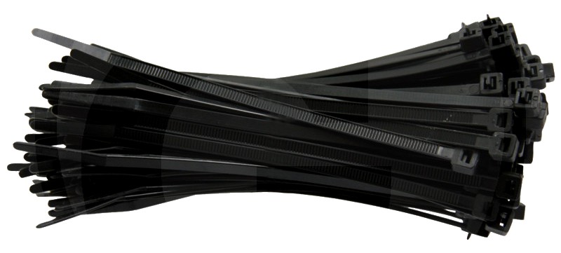 100 conectori cablu, detașabil, negru - 150 x 4,7