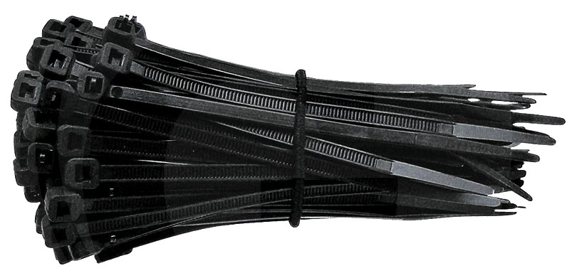 100 Conectori cablu, detașabil, negru - 200 x 4,7