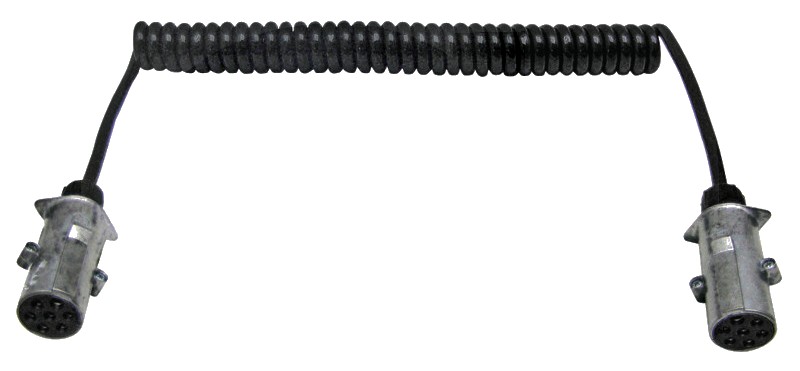 Bobina elicoidala negru, 7 poli (6 x 1 + 1 x 1,5 mm²), lungime de lucru aprox. 4,0 m, 37 spire, cu 2 fișe metalice 24V -