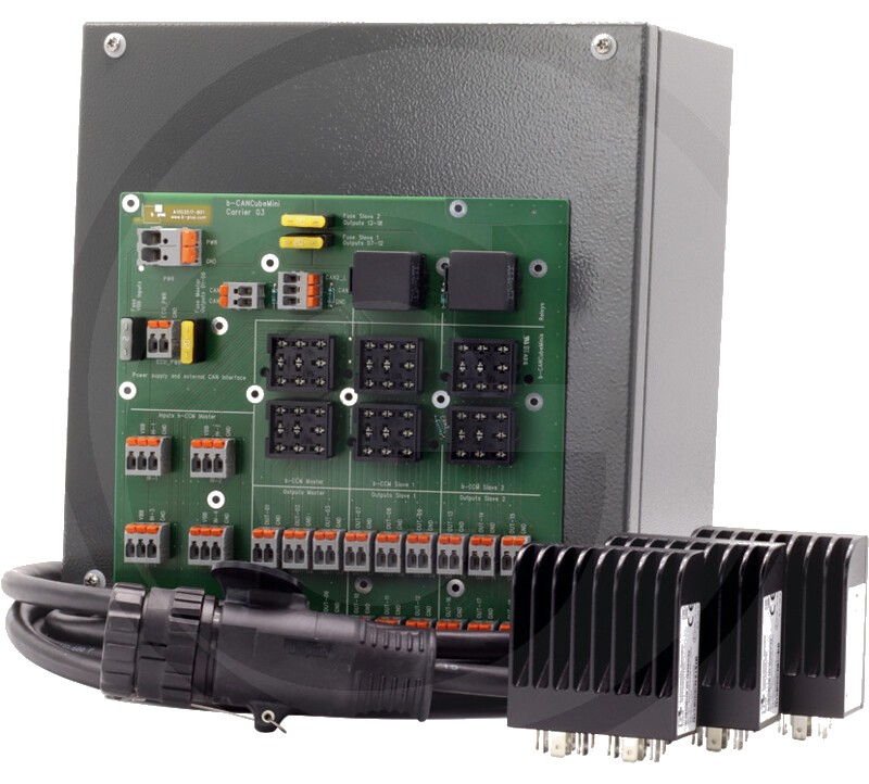 b-ISOBUS IO Gateway - Varianta D, 18 sectiuni, din care maximum 6 pot fi utilizate ca iesiri a caror parametri pot fi co