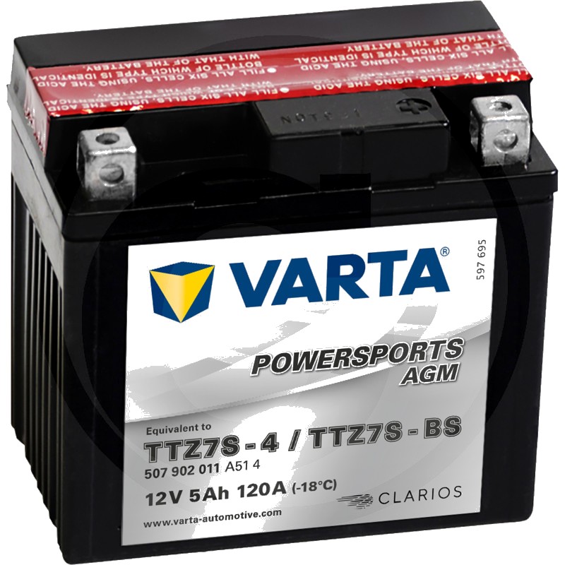 Varta Baterie POWERSPORTS AGM 12 V / 5 Ah - Baterie de pornire, încărcată uscat, cu pachet acid, fără întreținere