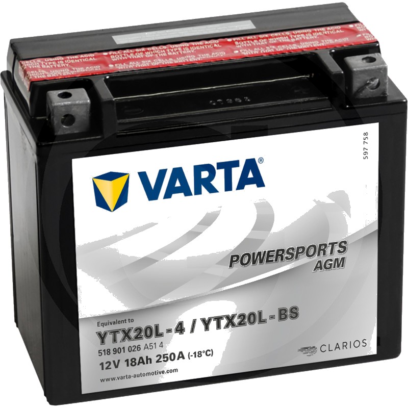 Varta Baterie POWERSPORTS AGM 12 V / 18 Ah - Baterie de pornire, încărcată uscat, cu pachet acid, fără întreținere