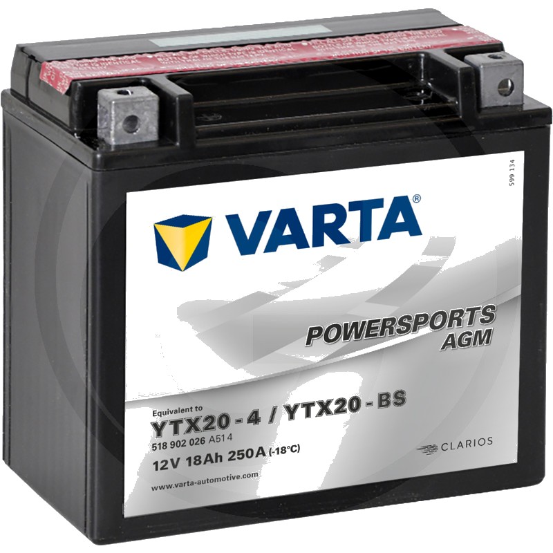 Varta Baterie POWERSPORTS AGM 12 V / 18 Ah - Baterie de pornire, încărcată uscat, cu pachet acid, fără întreținere