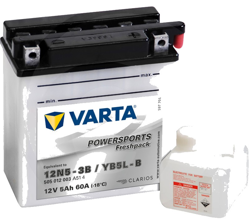 Varta Baterie POWERSPORTS Freshpack 12 V / 5 - Baterie de pornire, încărcată la uscat, cu pachet acid