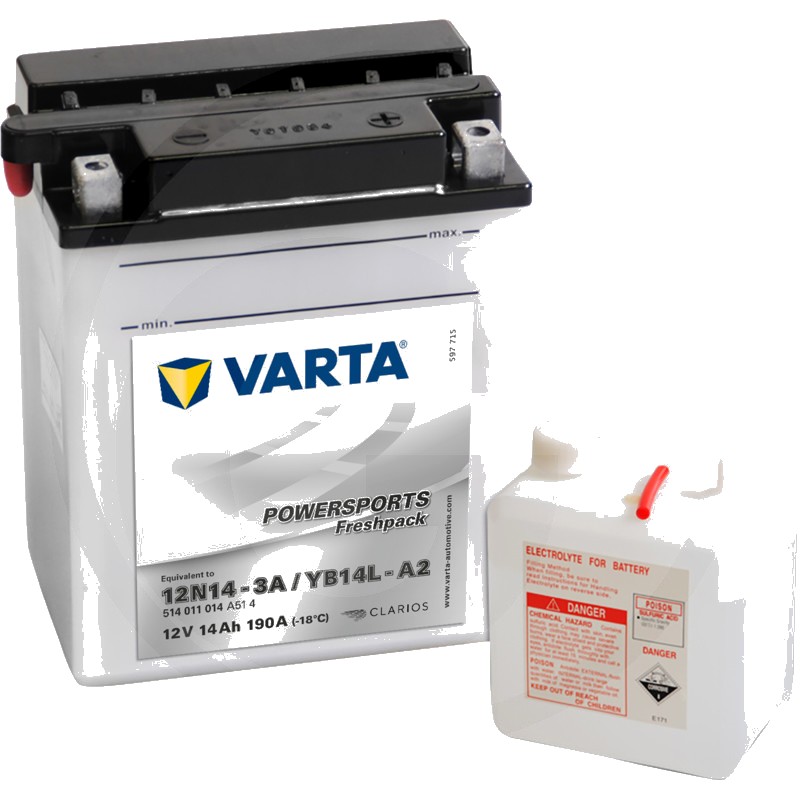 Varta Baterie POWERSPORTS Freshpack 12 V / 14 - Baterie de pornire, încărcată la uscat, cu pachet acid
