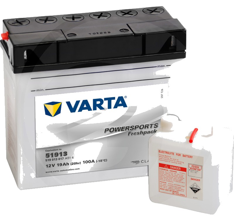 Varta Baterie POWERSPORTS Freshpack 12 V / 19 - Baterie de pornire, încărcată la uscat, cu pachet acid