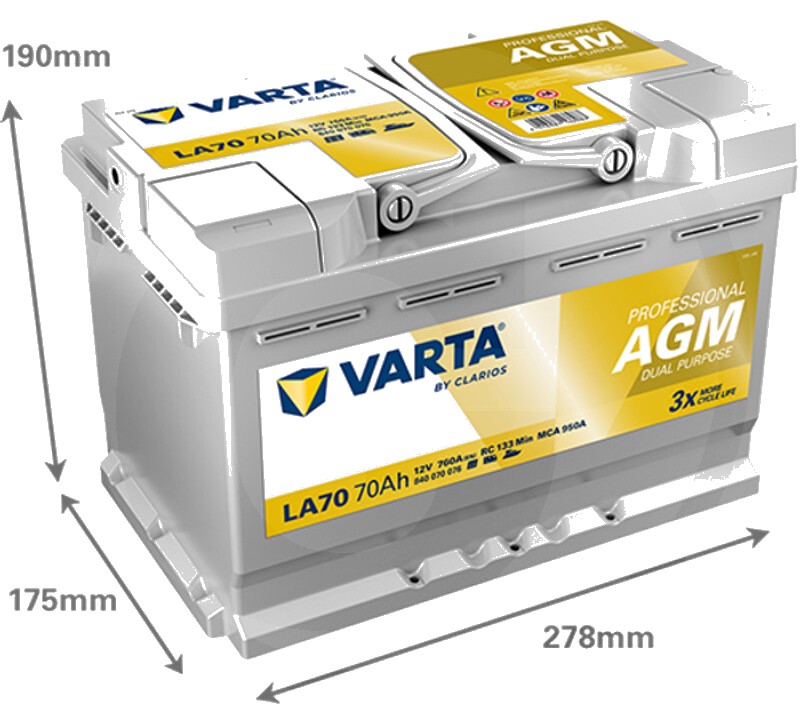 Varta Baterie de pornire 12V 70Ah - Baterie de pornire / alimentare, ideală pentru utilizare sezonieră
