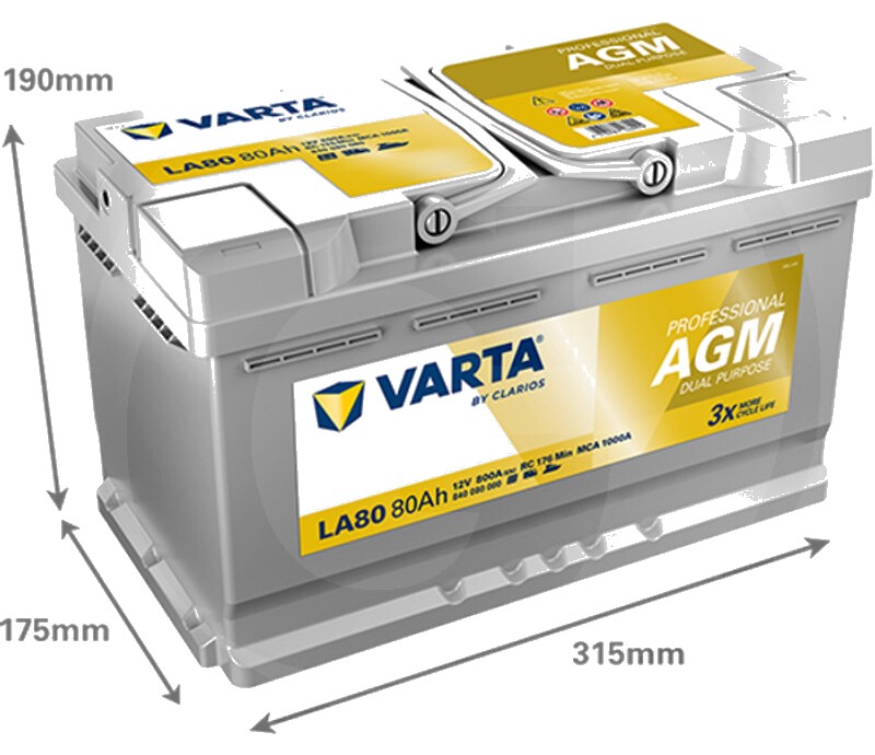Varta Baterie de pornire 12V 80Ah - Baterie de pornire / alimentare, ideală pentru utilizare sezonieră