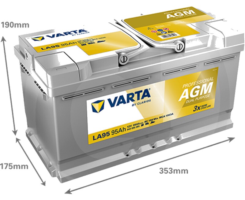 Varta Baterie de pornire 12V 95Ah - Baterie de pornire / alimentare, ideală pentru utilizare sezonieră