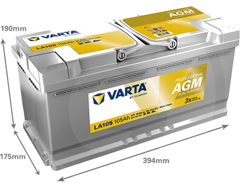 Varta Baterie de pornire 12V 105Ah - Baterie de pornire / alimentare, ideală pentru utilizare sezonieră