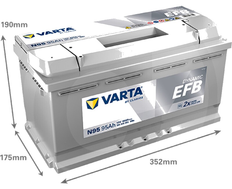 Varta Baterie Blue Dynamic EFB 12 V / 95 Ah - Baterie de pornire pentru sisteme start-stop, umplută și încărcată, fără î