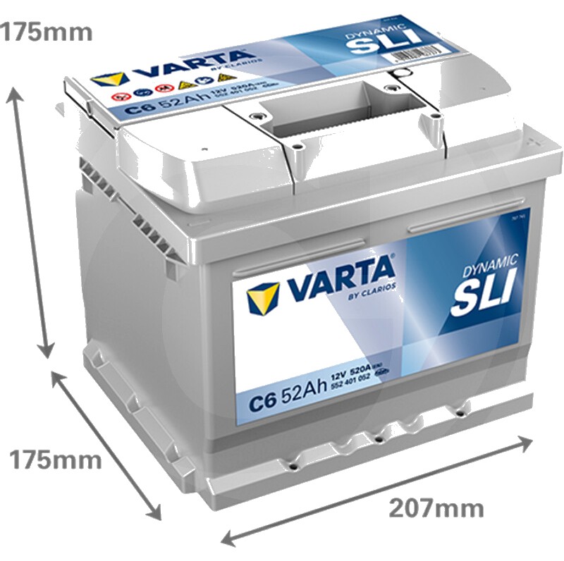 Varta Baterie Silver Dynamic 12 V / 52 Ah - Baterie de pornire cu tehnologie Ca / Ca, umpluta si incarcata, fara intreti