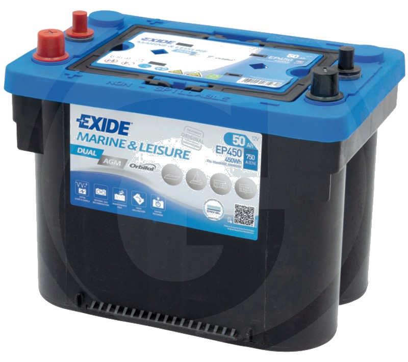 Exide Baterie Start AGM 12 V / 50 Ah - Intretinere redusa, cu indicator de incarcare