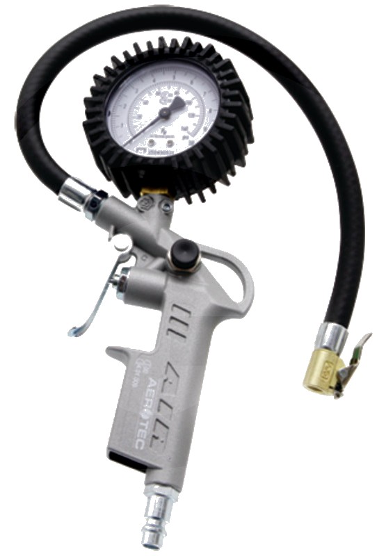 AEROTEC Dispozitiv de umplere a anvelopelor - Scală dublă 0-10 bar/ 0-140 psi cu furtun lung de 300 mm