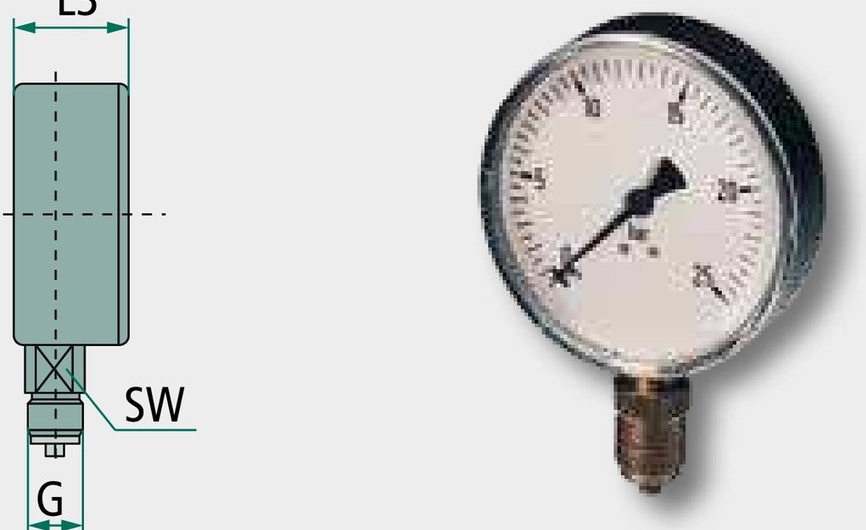 M-GU-63-0/25-1/4-VA-bar/psi Manometru cu tub Bourdon G1 / 4 (2x)