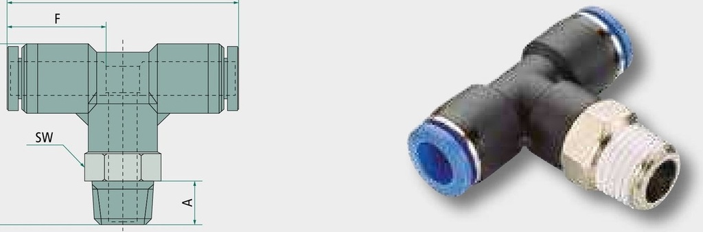 B-TEdk-16-3/8-KU Racord tip T, cu filet R 3/8"