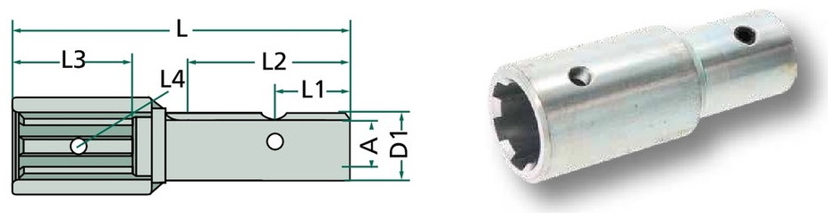Piesa de reductie - cu profil dintat pe ax