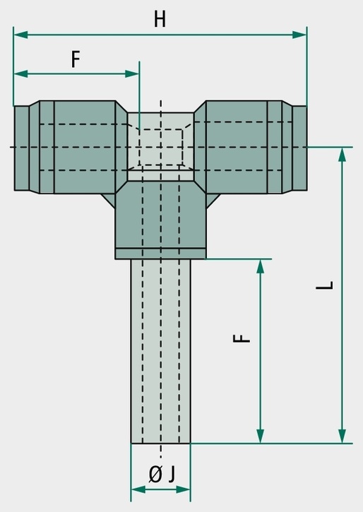 B-TVr-10-8-KU Conector T Plastic,