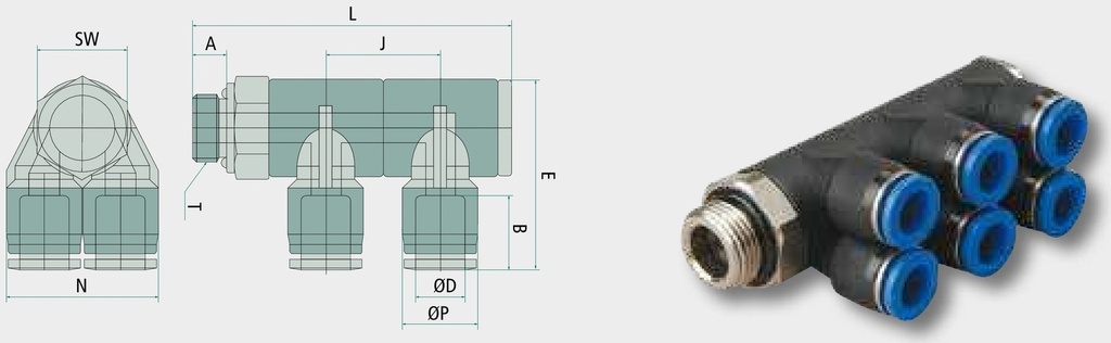 B-YVTEd3-4-3/8-KU Racord tip Y cu filet G 3/8”