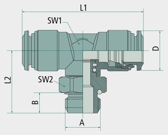 BK-TEd-4-M5-MSv Racord tip T, cu filet exterior M5