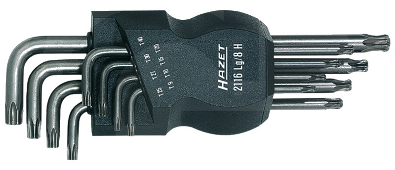 Hazet Torx-Winkelschraubendreher-Satz 8-tlg., Mit Kugelkopf, Kunststoff-Halter, Made In Germany, Abtrieb: Innen TORX® Pr