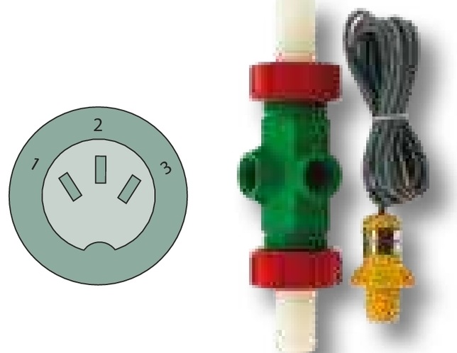 Kverneland Debitmetru - 1 ", galben cu senzor Configurare pin: 1 alb: +, 2 verde: Semnal, 3 maro: GND