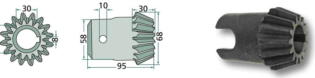 Pinion conic - interior, 15 dinti
