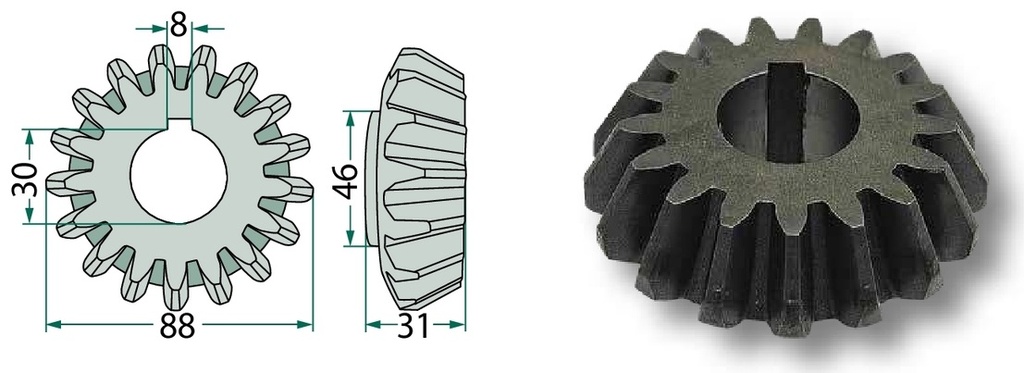 Pinion conic - 17 dinti