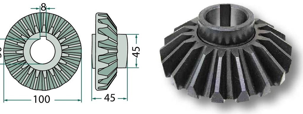 Pinion conic - 19 dinti