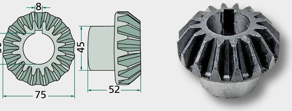 Pinion conic - 16 dinti