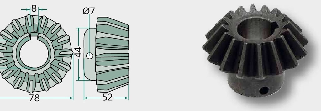 Pinion conic - 16 dinti