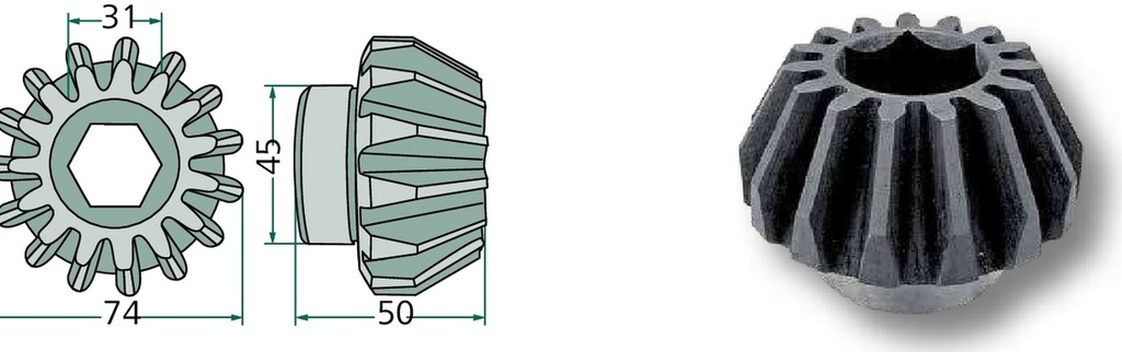 Pinion conic - 15 dinti