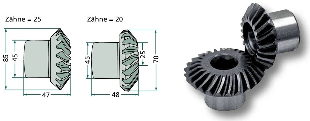Angrenaj conic - 25 și 20 dinți