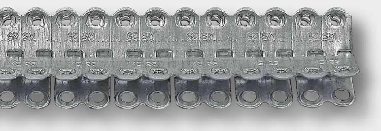 Agrafă pentru curea MS25 - 2 conectori în lungime de 290 mm, cu 102 șuruburi Ø 4 x 10 mm, cu 2 tije de legătură și 1 bit