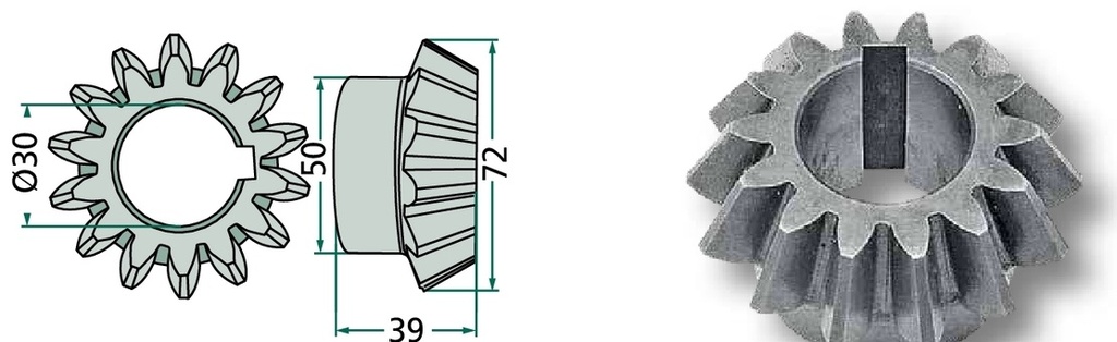 Pinion conic - 14 dinti