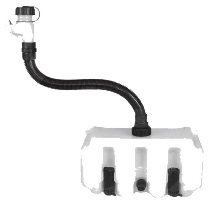 Furtun de umplere - pentru recipientii cu solutie de spalat cu inchidere prin insurubare Ø 44 mm, complet sigilat, cu ve